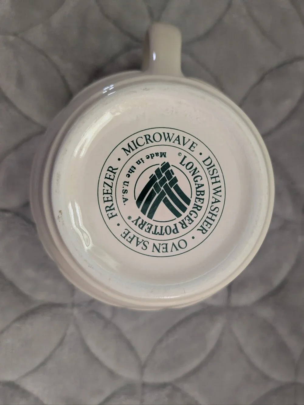 Longaberger Pottery  Pitcher Green Clover Embossed Stoneware